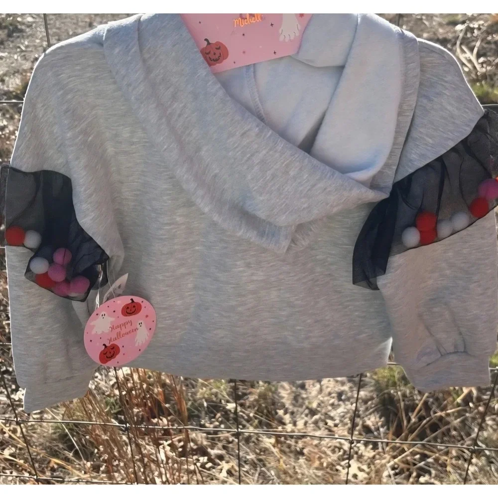 Maddie Michelle Little Miss BOOtiful Gray Kids Hoodie With  Socks 5 NWT